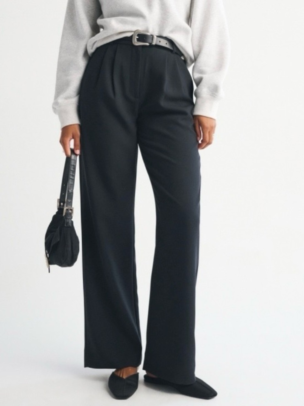 NWOT A&F Black High-Rise Wide-Leg Pants Curve Love 30